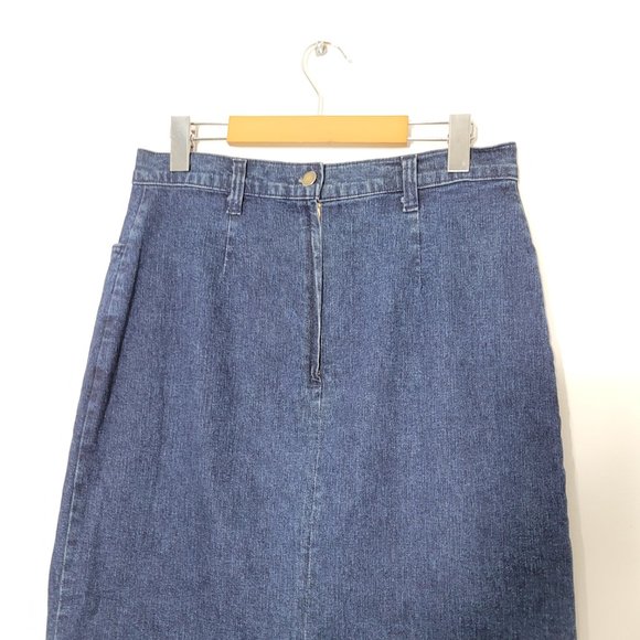 Vintage 🇨🇦 Made in Canada Simon Chang Jeans Blue Jean Denim Maxi Quilted Skirt - Picture 5 of 16